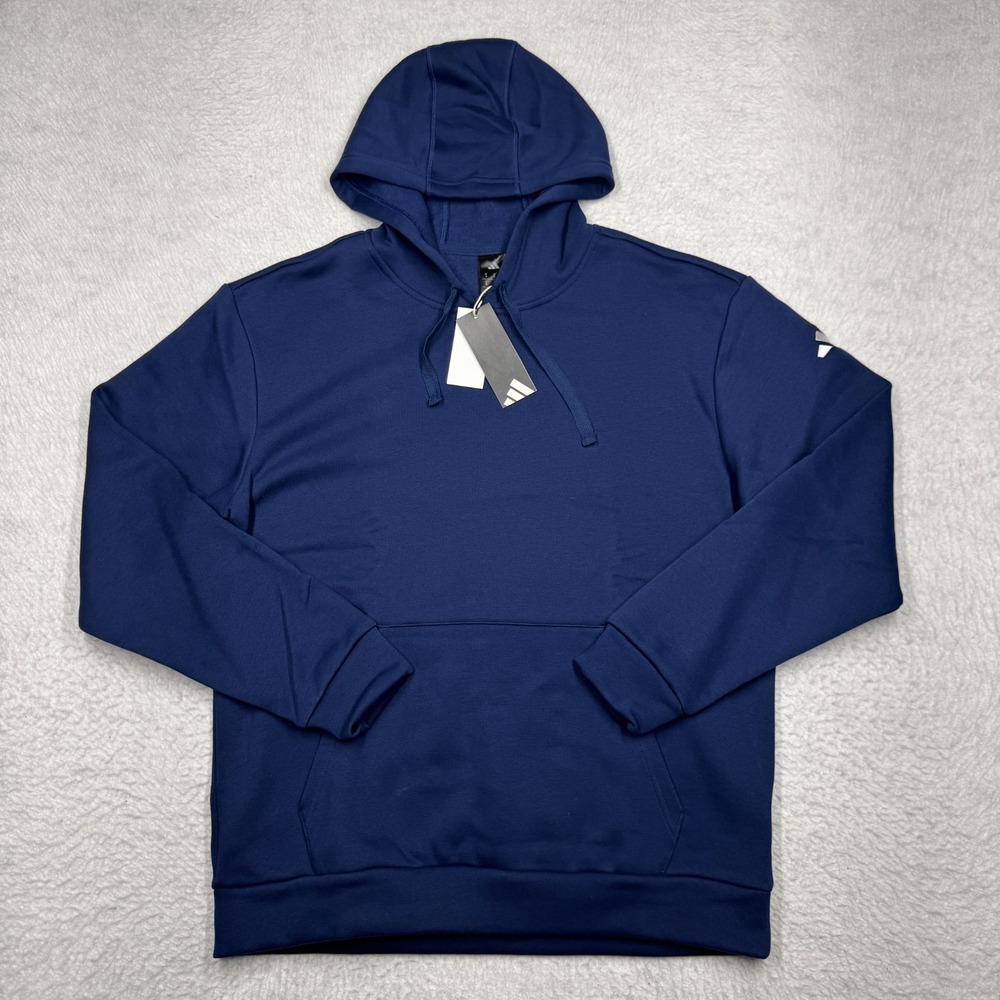 NWT Adidas Fleece Hoodie Hooded Sweater Blue Men's Size Medium